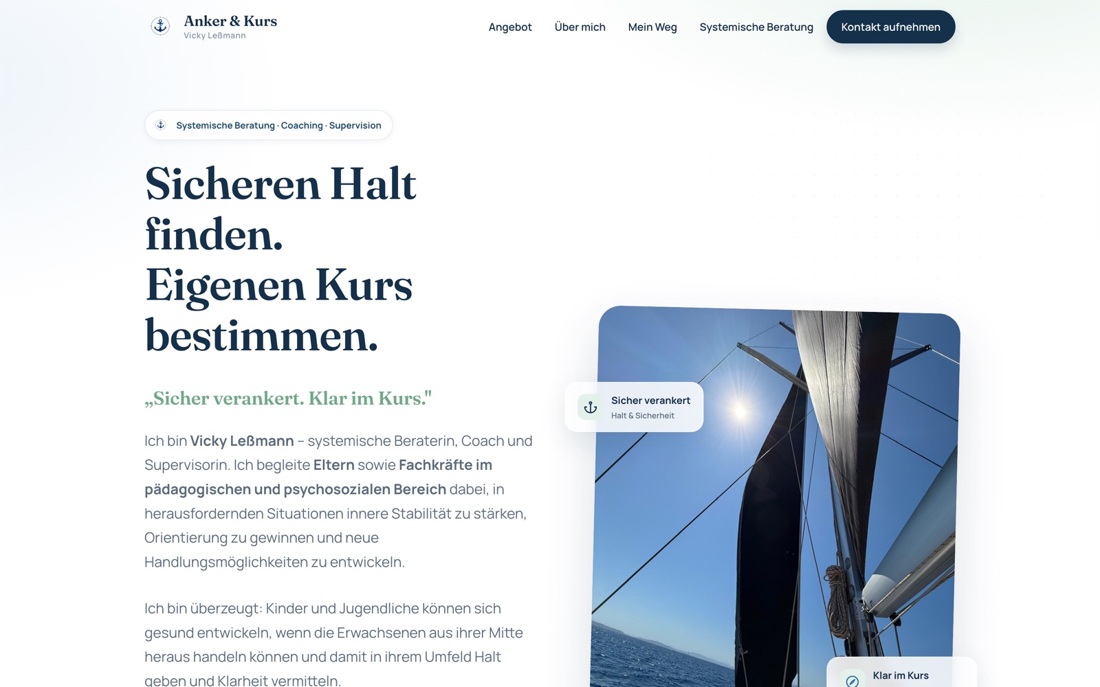Startseite von Anker und Kurs