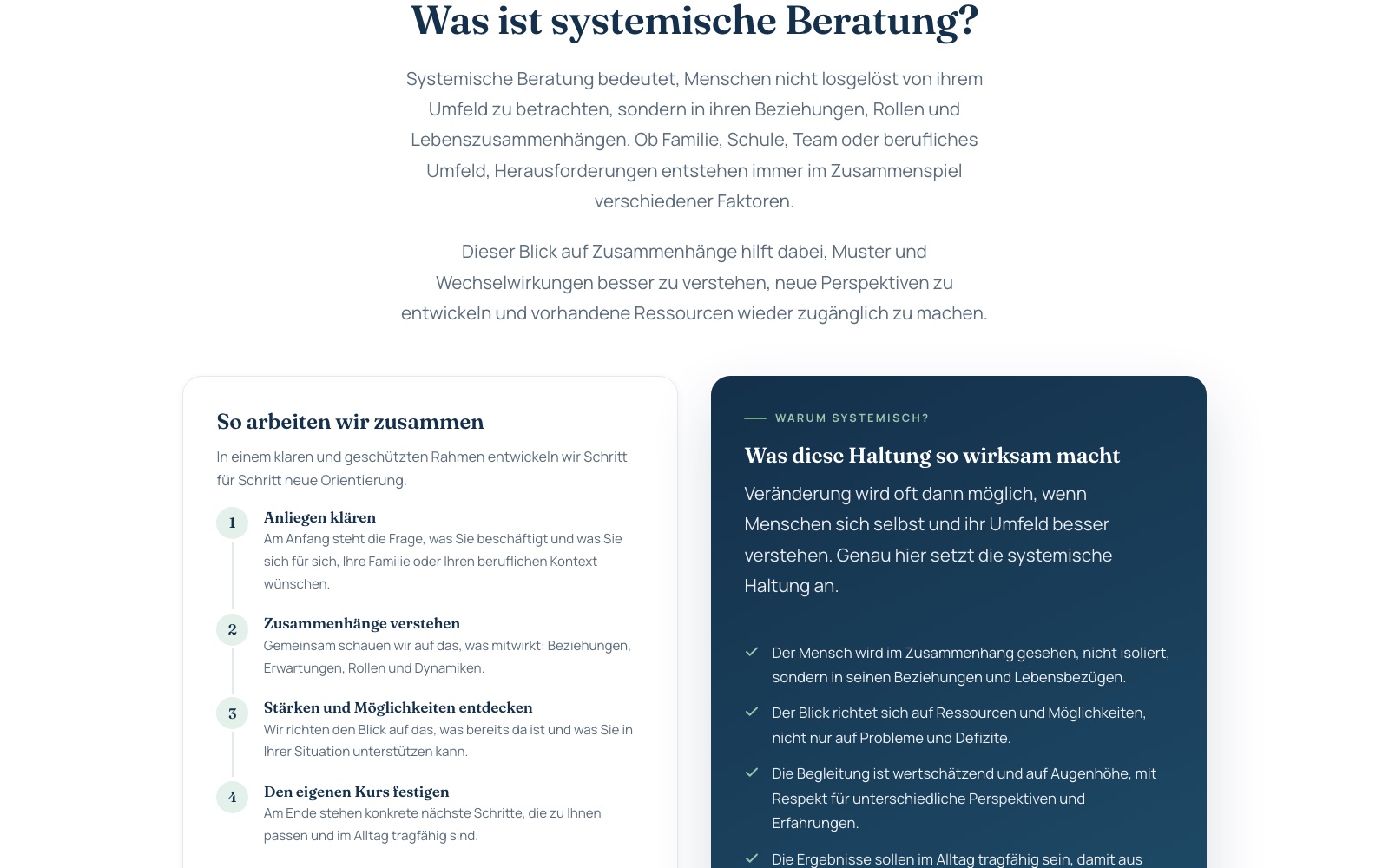 Weiterer Abschnitt der Startseite