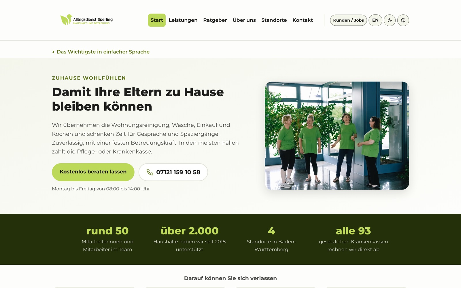 Startseite für Familien und Angehörige