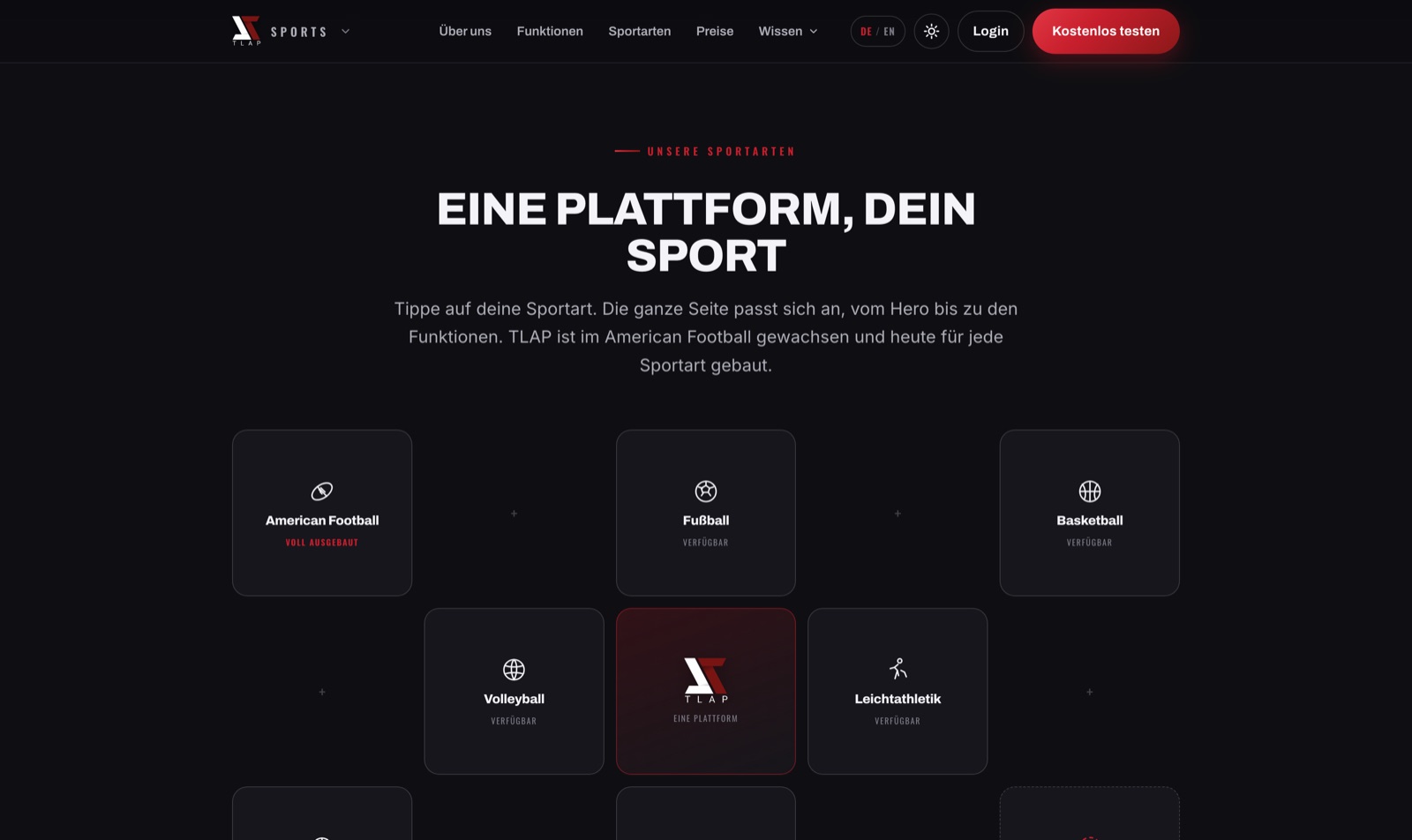 Auswahl der Sportarten